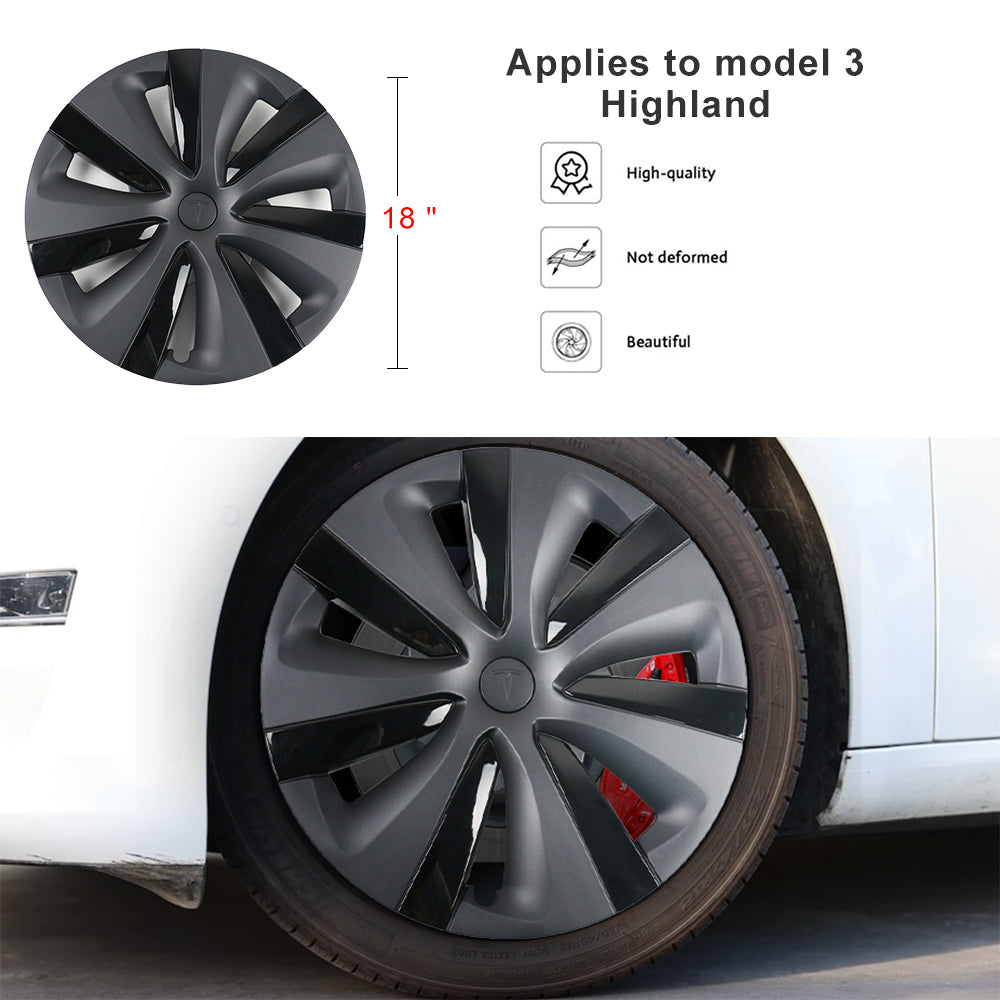 Model 3 Highland Wheel Covers 18inch Photon Wheel Caps Inspired by Model S Tempest Wheels for Tesla