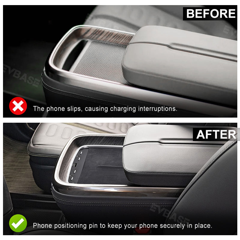 Wireless Charger for Rivian R1S R1T Center Console Armrest Dual Phone Charging Station With Ambient Light