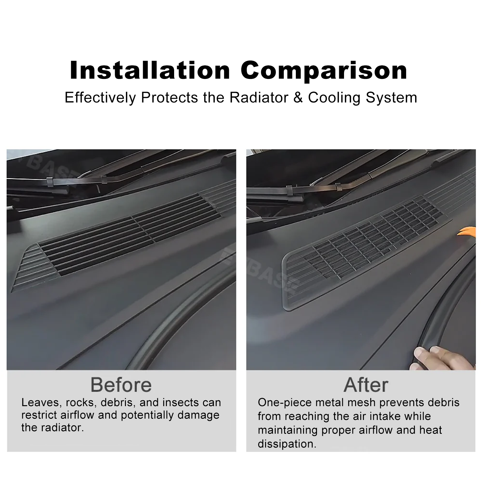 Model 3 Highland Radiator Grille Mesh Insert & Air Intake Vent Cover & Under-Seat Air Vent Cover Backseat Air Flow Outlet Protector