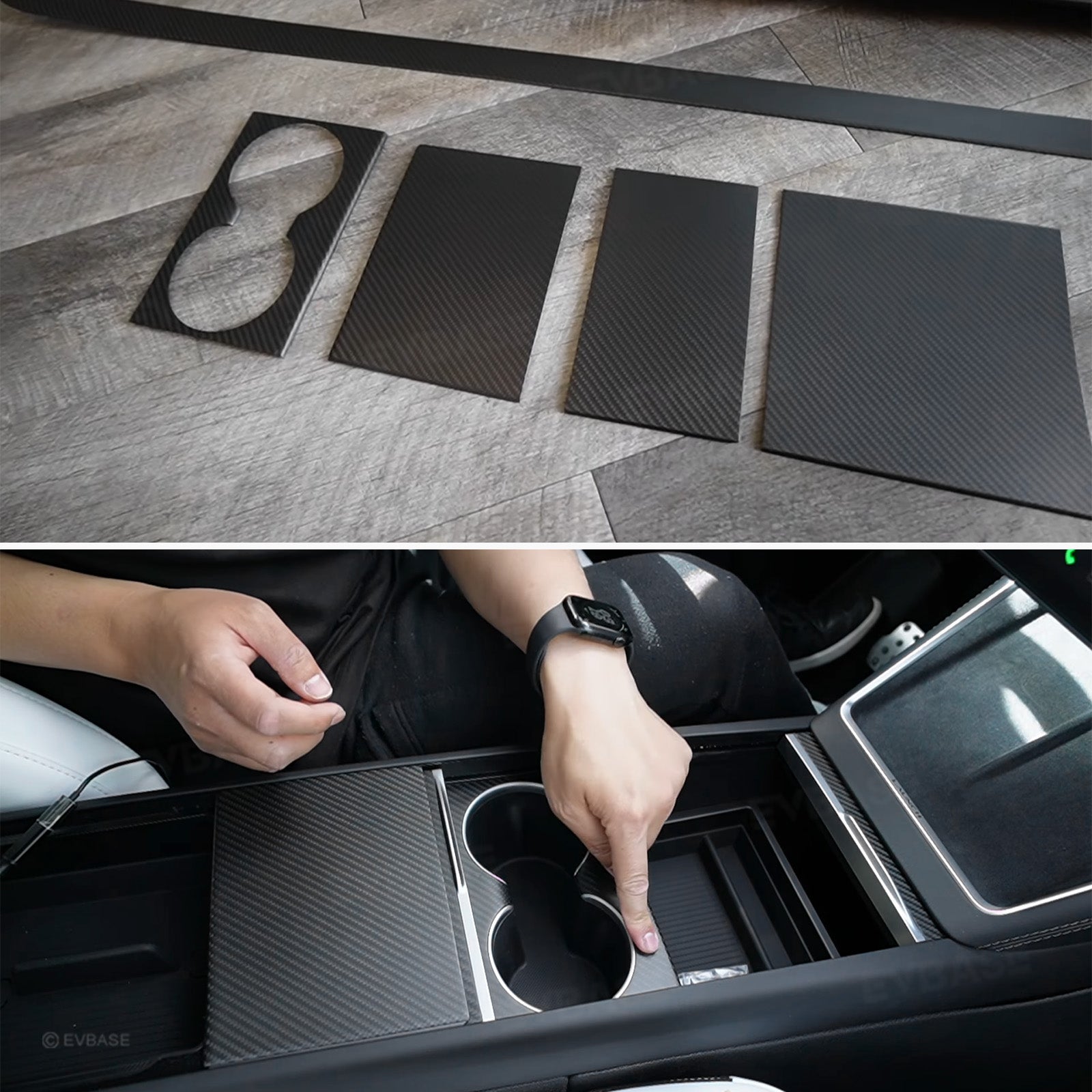 Model Y Juniper Real Carbon Fiber Center Console Sticker Protector Tesla Interior Accessories EVBASE