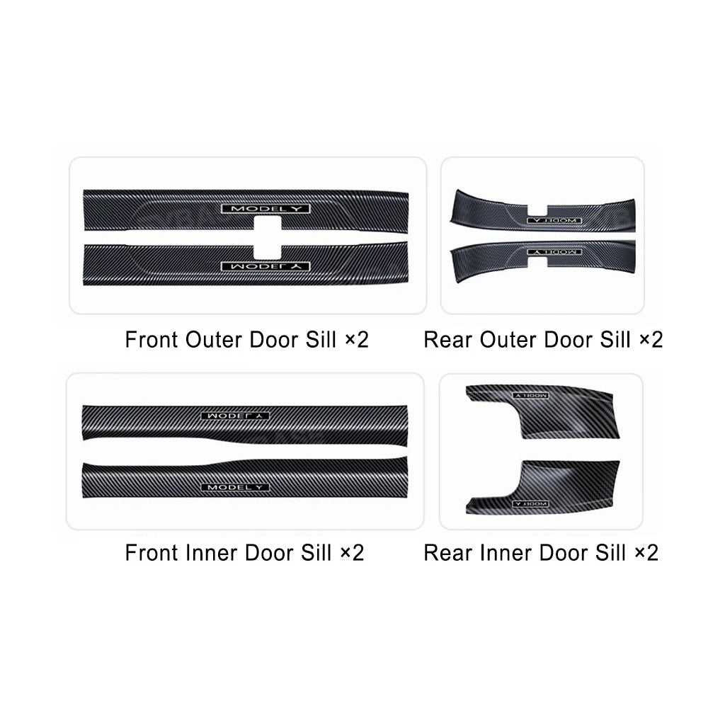 Model Y Juniper Front and Rear Door Sill Protector Kits Rear Trunk Sill Protector Mats
