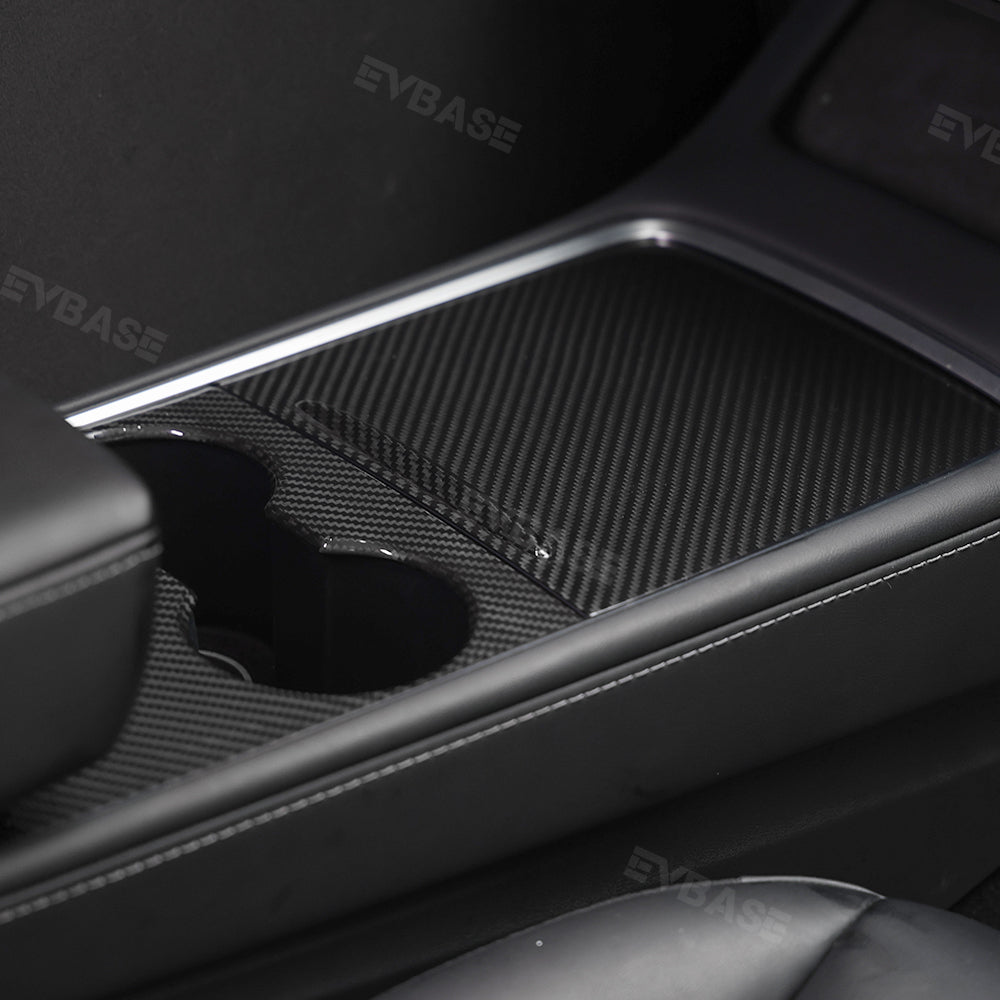 EVbase Real Carbon Fiber Tesla Center Console Trim Panel Cover For Model 3 Y