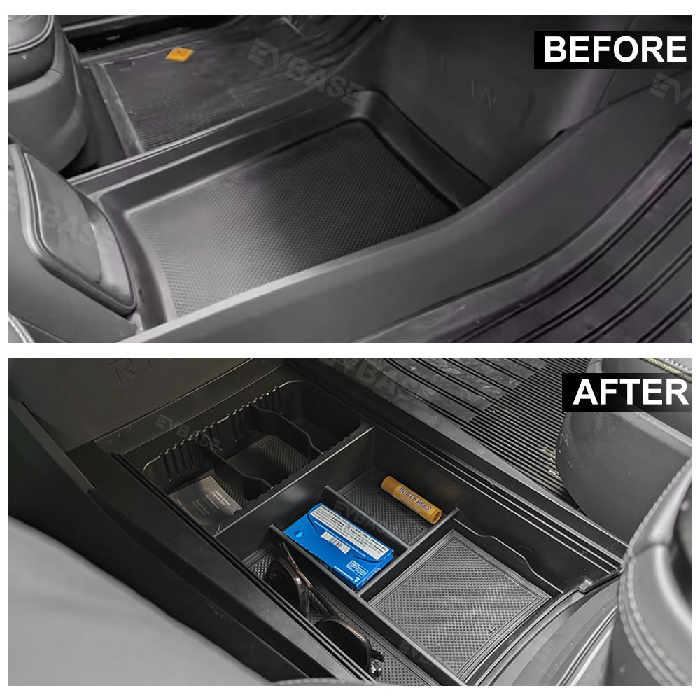 Updated Center Console Tray for R1T/R1S Lower Center Console Hidden Organizer Storage Box for Rivian