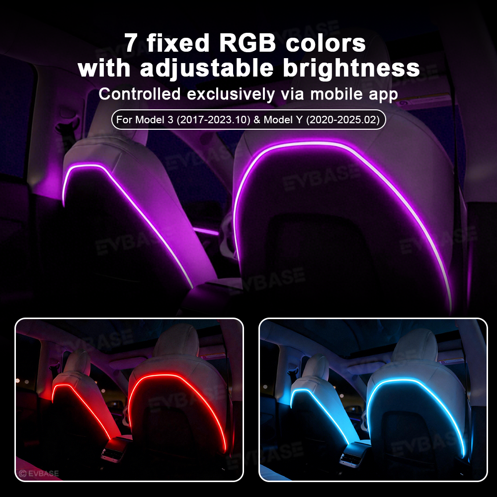 Model Y/3 Backseat Ambient Lighting Seat Back Neon Lights Interior Lighting Upgrade