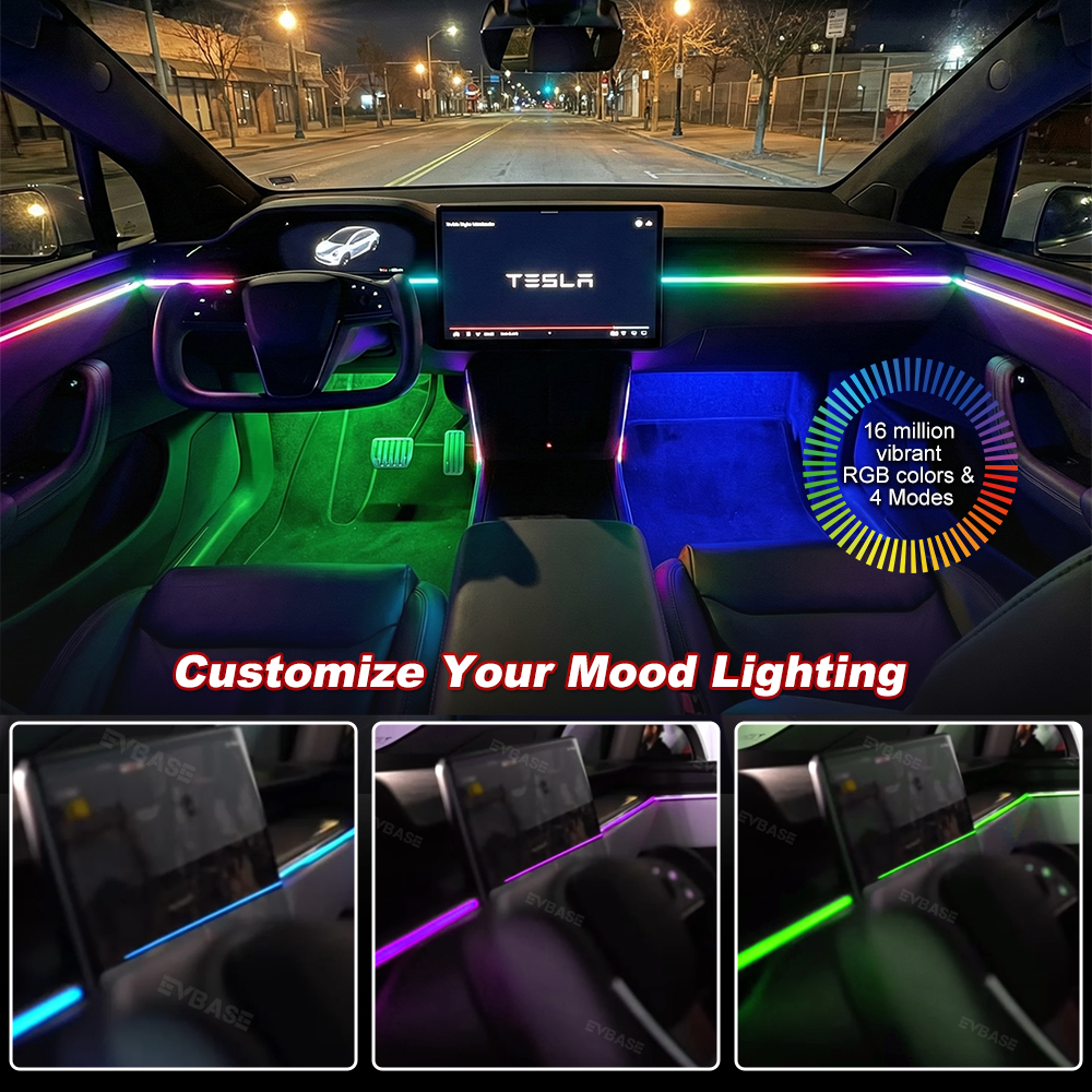 Model X RGB Ambient Lighting Interior Streamer Light Kit LED Neon Light Strip