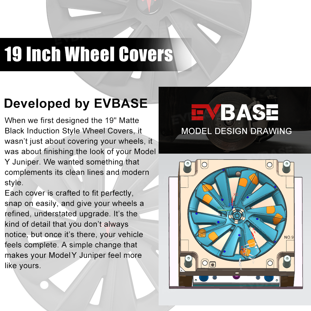 Model Y Juniper Wheel Covers 19 Inch Induction Style Matte Black Hubcaps Rim Covers for Tesla
