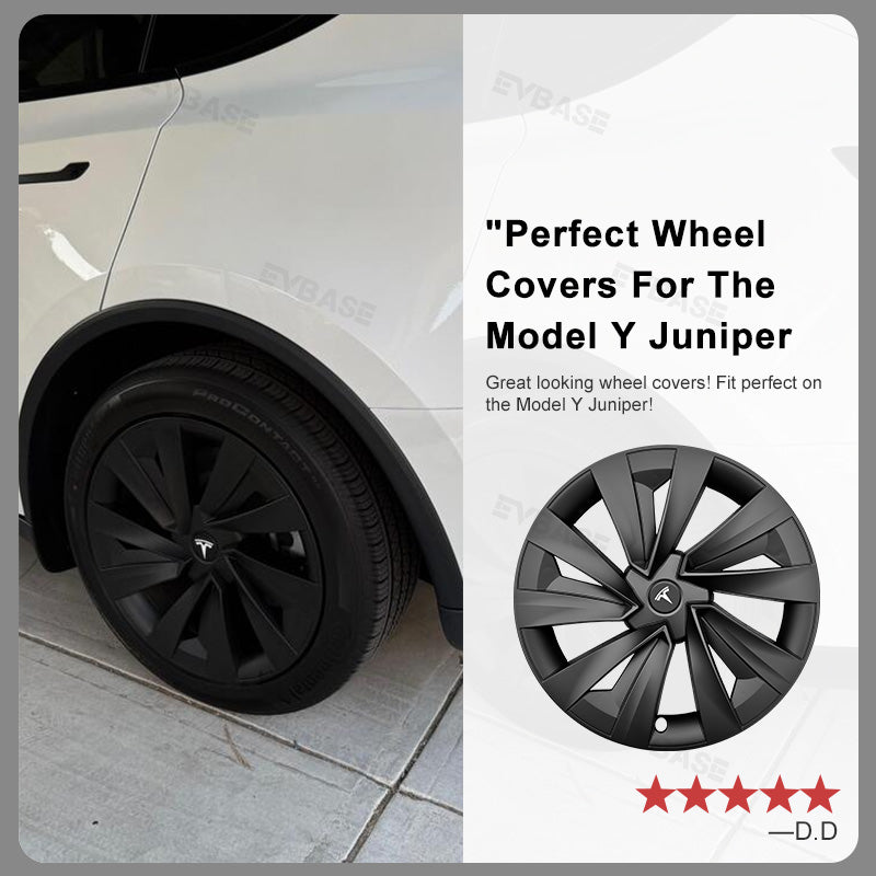 Model Y Juniper Wheel Covers for 19 Inch Tesla Wheel Spiral Style Matte Black Aero Tesla Hub Caps 4PCS