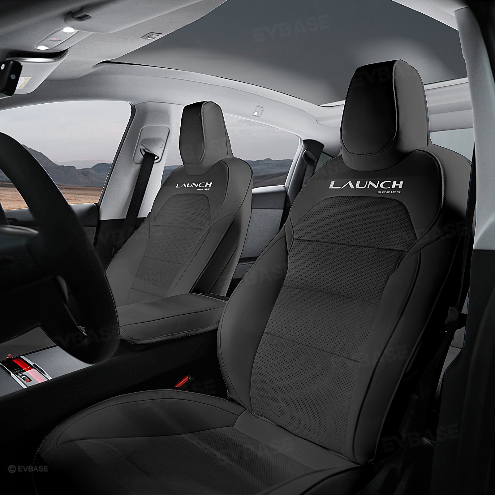 Tesla Seat Cover Model Y Juniper NAPPA Leather Full Coverage Seat Protector with Launch Logo