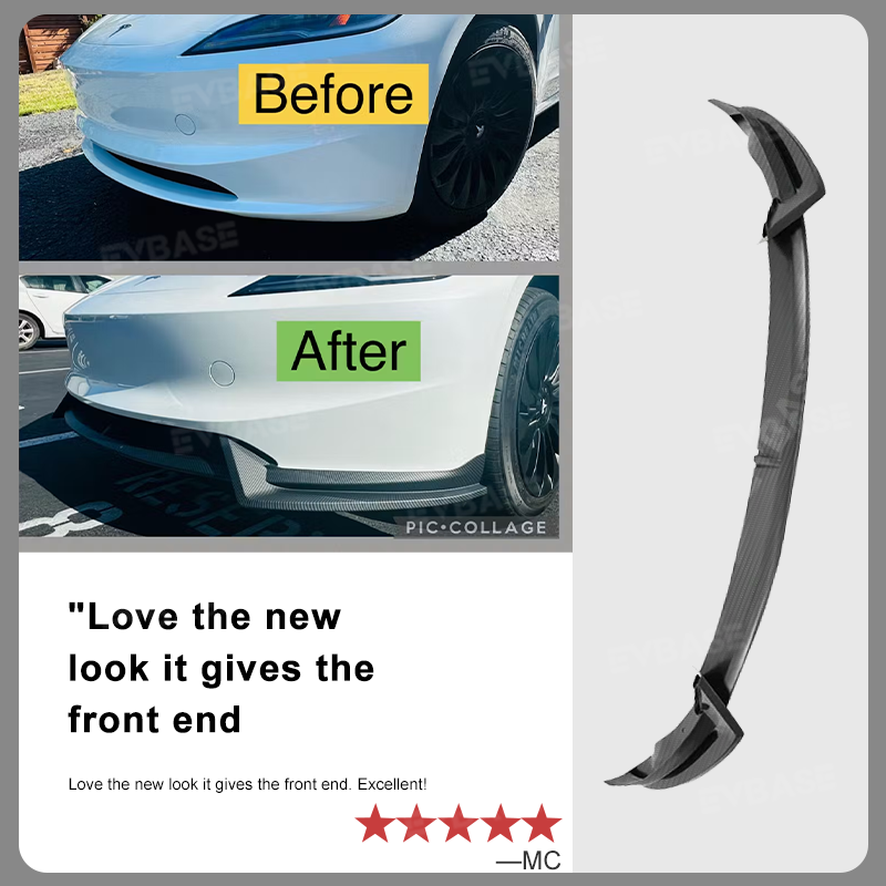 Tesla Model 3 Highland Front Bumper Lip Splitter Spoiler ABS Body Kit V Style