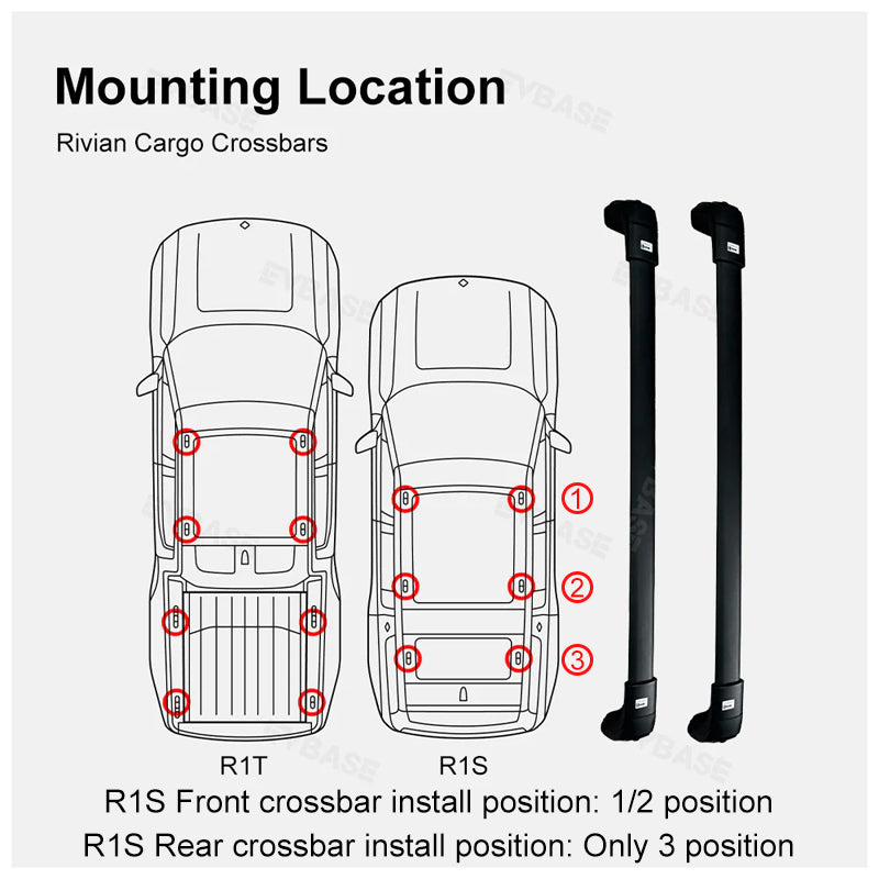 Cargo Crossbars for R1T/R1S Roof Rack Lockable Rooftop Luggage Rack 2pcs for Rivian