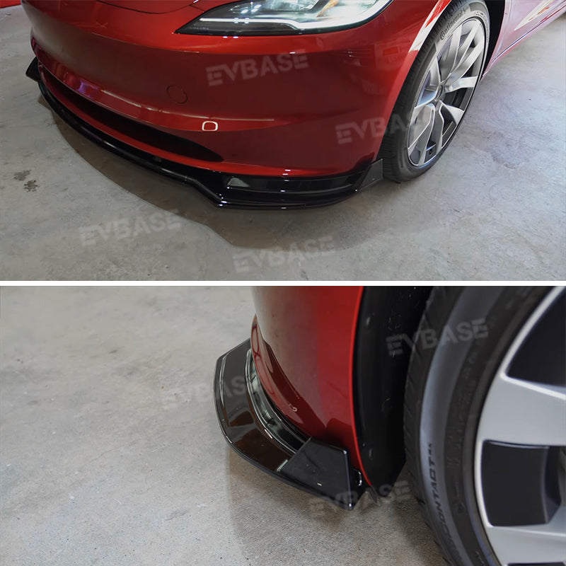 Model 3 Highland Front Bumper Lip ABS Splitter Front Apron Body Kits Spoiler Fascia 3-Stage For Tesla