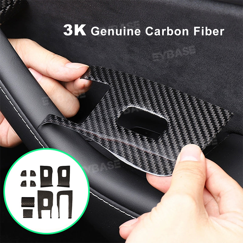 Model 3 Highland Window Lift Button Trim Switch Cover Real Carbon Fiber Door Armrest Panel Cover For Tesla
