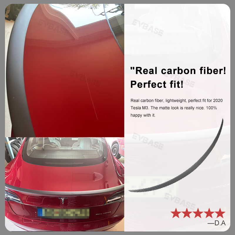 Carbon Fiber Tesla Spoiler Model Y/3 Real Carbon Fiber Spoiler Wing