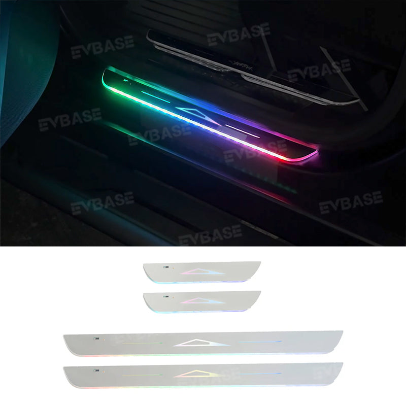 Cybertruck Illuminated Door Sill Protector LED Plates With Cybertruck Silhouette Triangle Body Logo For Tesla