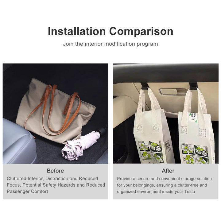 Multi-Function Glove Box Hook Storage Organizer Grocery Holder Hanger Clip Bag Purse Accessory for Tesla