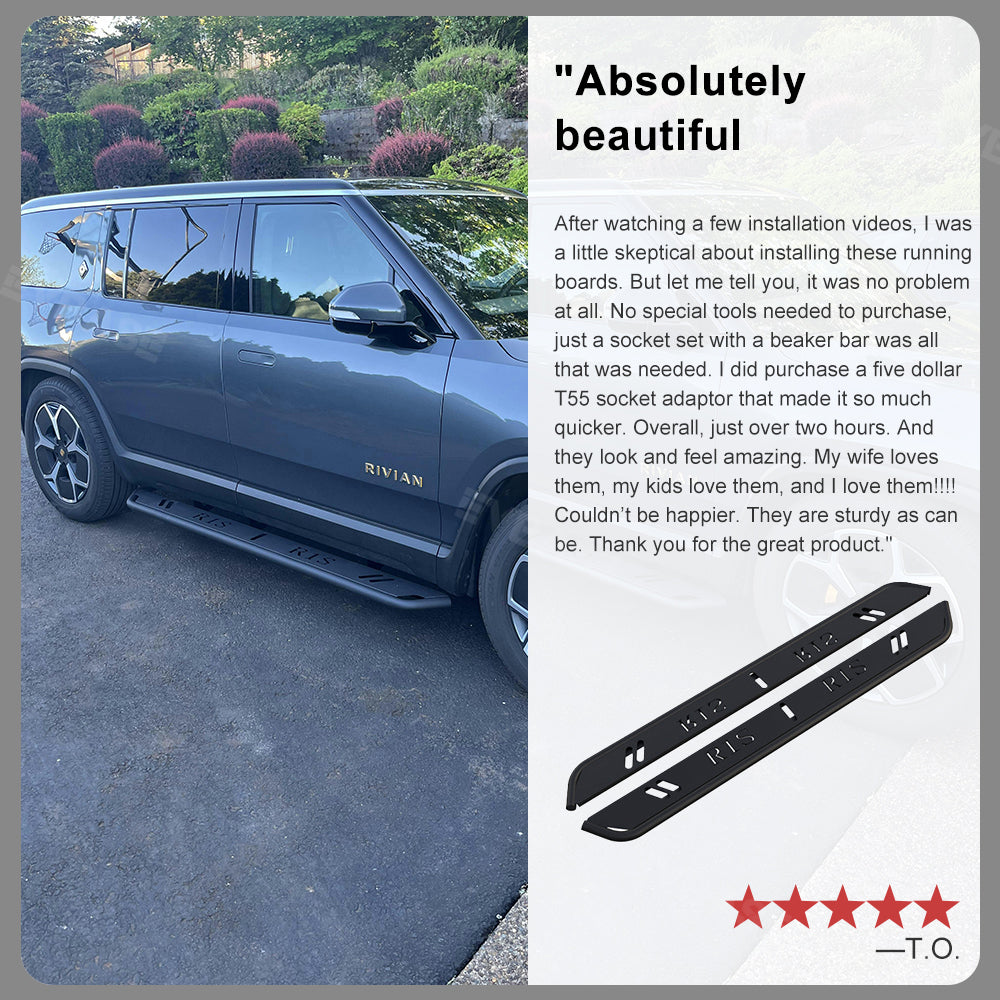 Running Boards for Rivian R1T/R1S Side Steps Nerf Bars with Letters Exterior Off-Road Accessories
