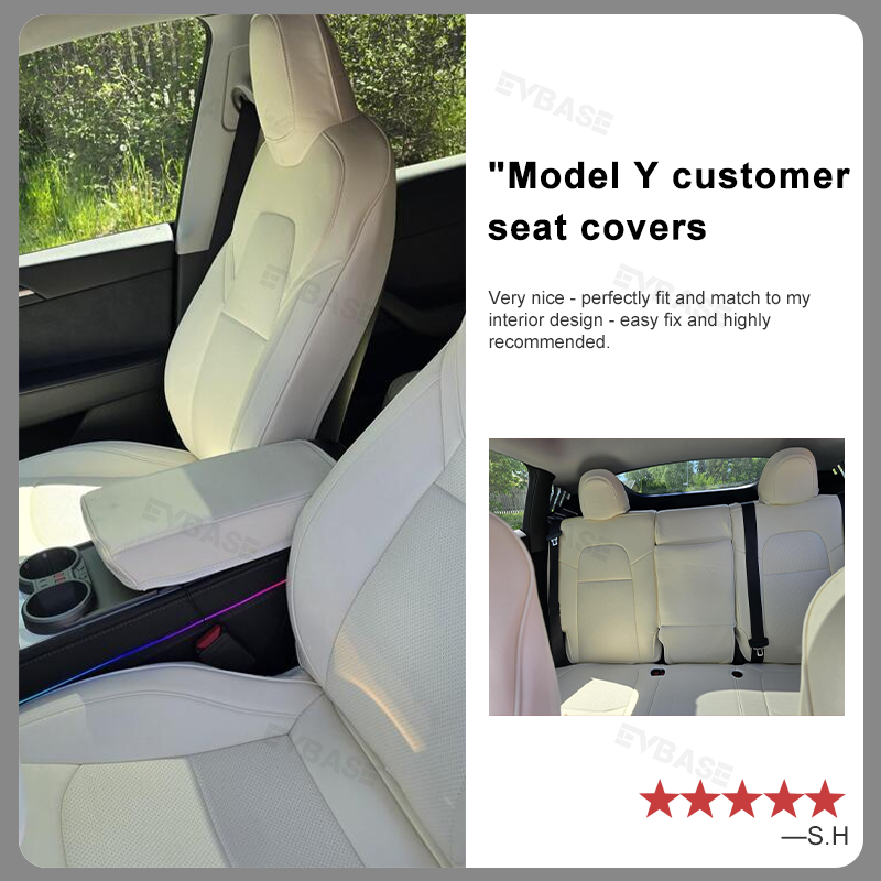 Model Y 3 Custom Seat Covers Cushion Breathable NAPPA Litchi Vegan Leather For Tesla