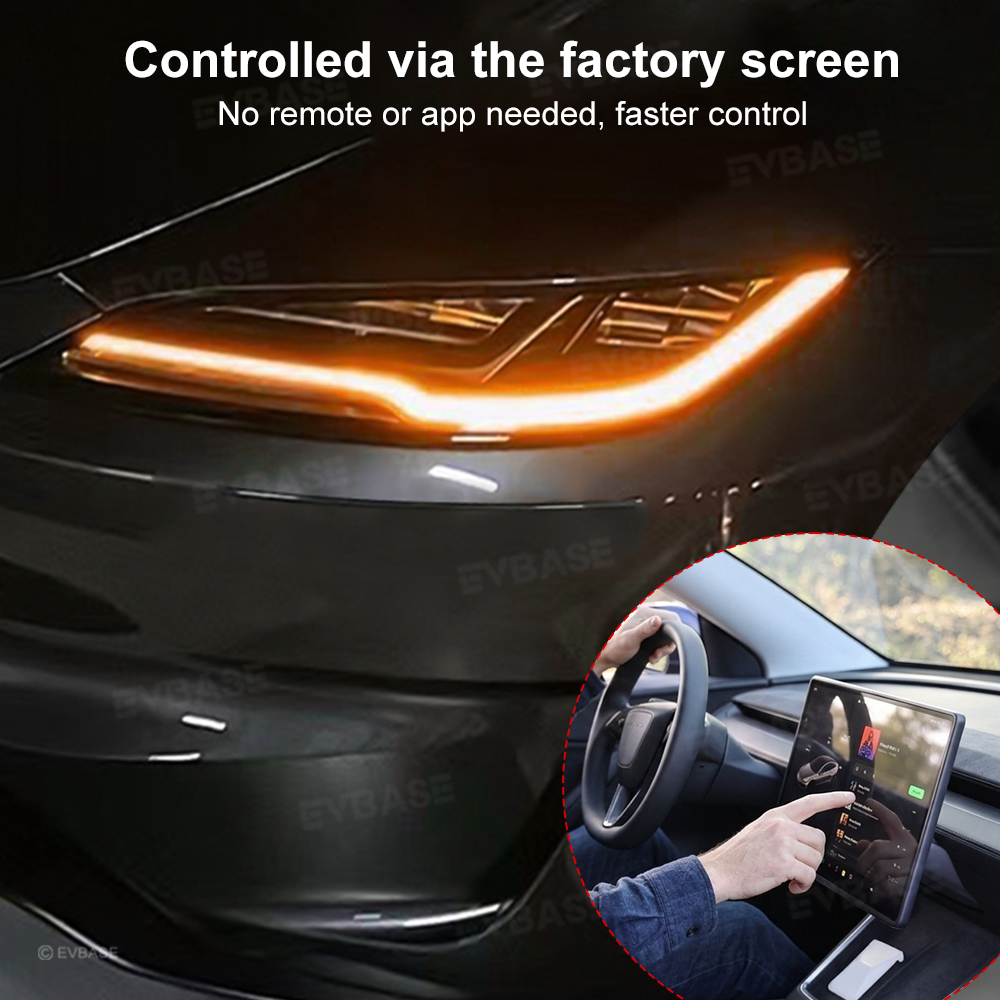 Model 3 Highland Daytime Running Lights Upgraded 2.0 RGB Headlights LED DRL Upgrade Kit with Factory Screen Control