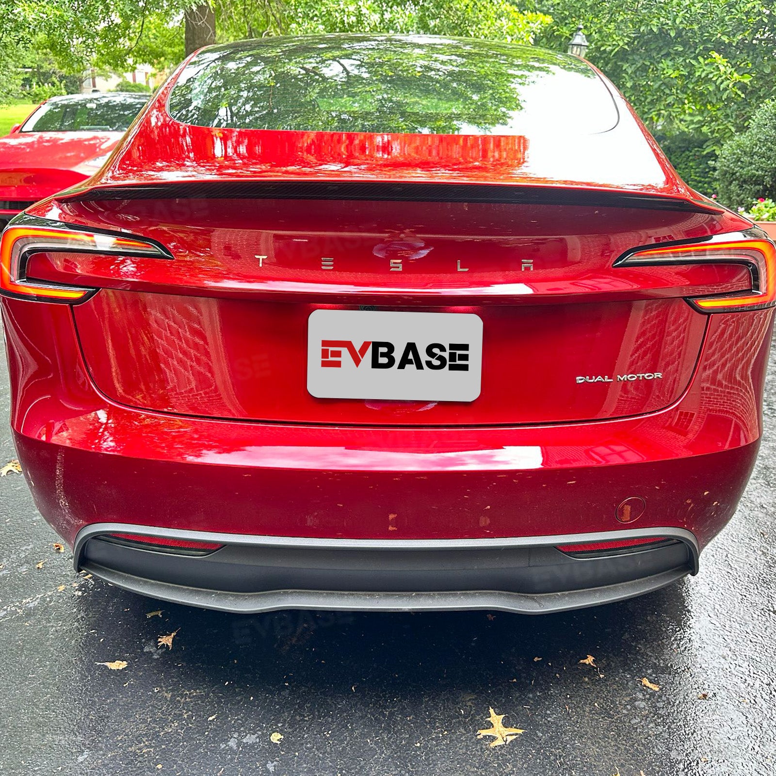 Model Y Juniper Real Carbon Fiber Rear Spoiler Wing & Side Mirror Covers & T-E-S-L-A Lettering Tailgate Emblem Decal