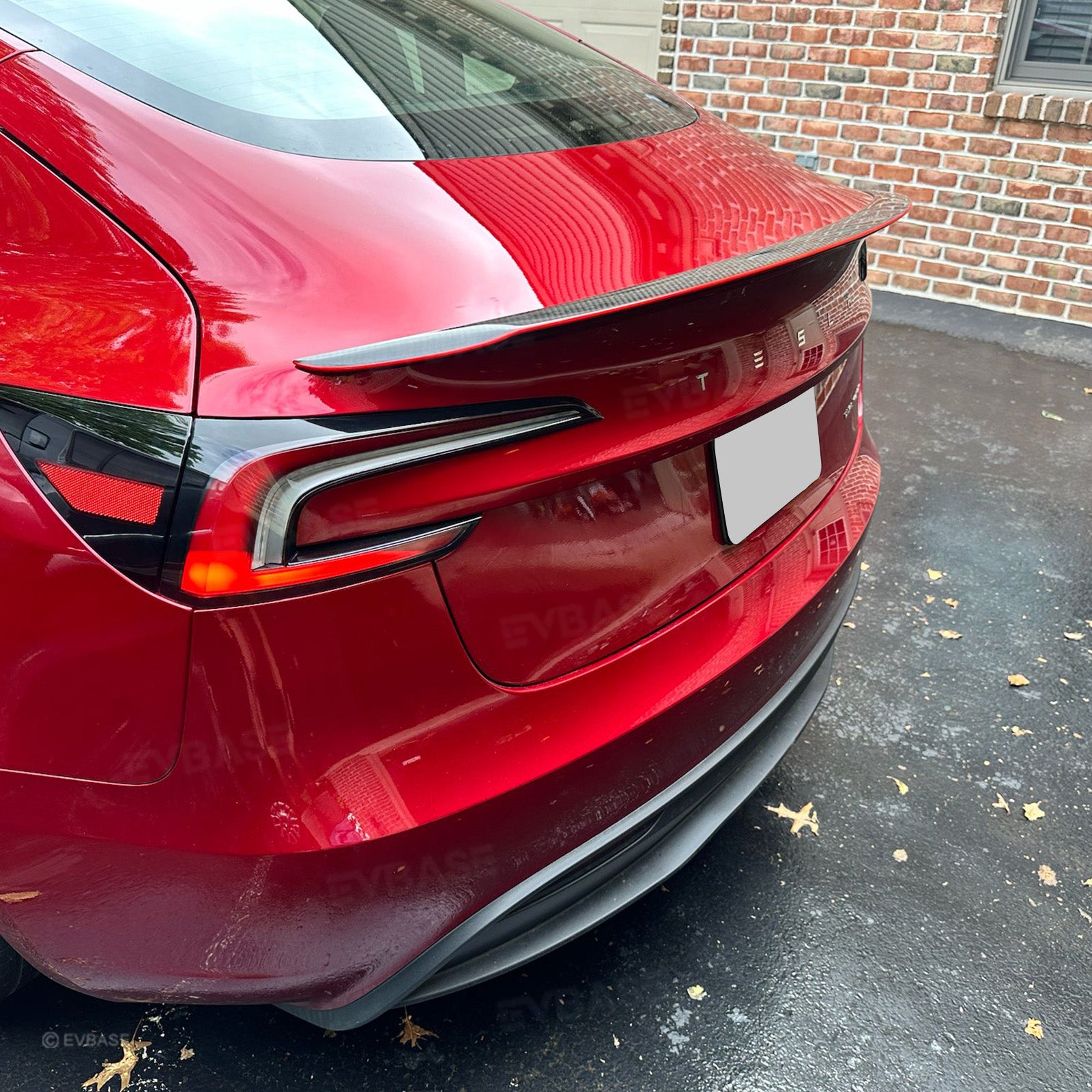 Model Y Juniper Real Carbon Fiber Rear Spoiler Wing & Side Mirror Covers & T-E-S-L-A Lettering Tailgate Emblem Decal