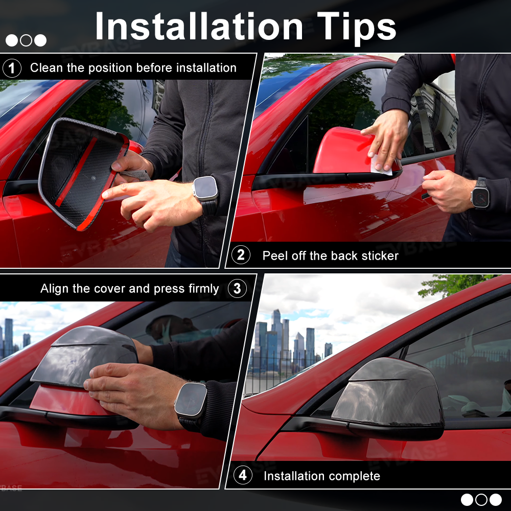 Model Y/Y Juniper & Model 3 /3 Highland Side Mirror Covers Real Carbon Fiber Side View Mirror Overlays Exterior Mods