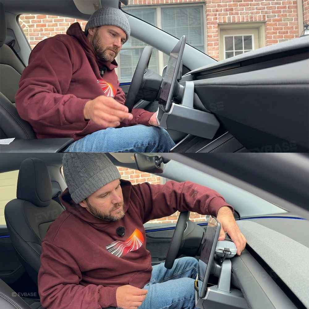 Model Y Juniper/ 3 Highland Under Screen Storage Organizer Cyberpunk Style Center Console Organizer Tray with Anti-Slip Silicone Pad