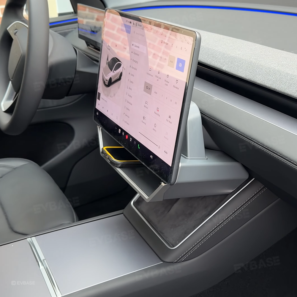 Model Y Juniper/ 3 Highland Under Screen Storage Organizer Cyberpunk Style Center Console Organizer Tray with Anti-Slip Silicone Pad