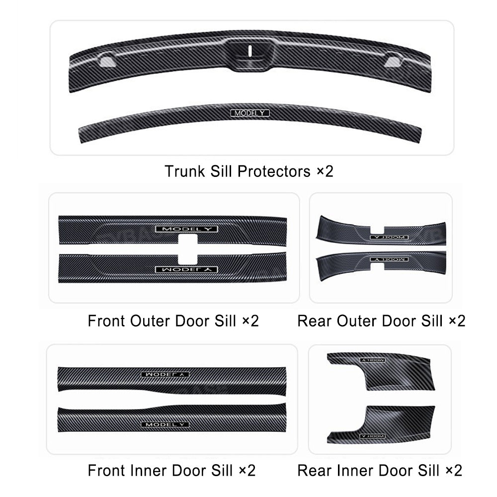 Model Y Juniper Front and Rear Door Sill Protector Kits Rear Trunk Sill Protector Mats