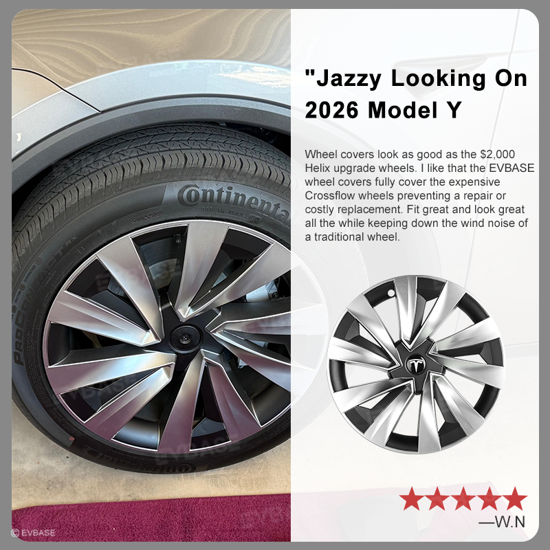 Model Y Juniper 19 Inch Wheel Covers for Tesla Crossflow Wheel Spiral Style Aero Hub Caps 4PCS-BF 30% OFF