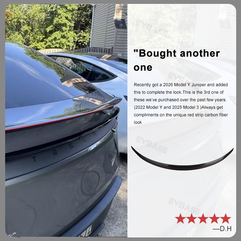 Carbon Fiber Rear Wing Spoiler for Model 3 Highland/ Y Juniper with Performance Style Redline Rear Trunk Spoiler