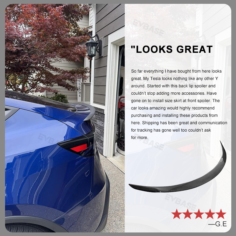 Tesla Model Y Spoiler Wing Dry Real Carbon Fiber OEM Style Inspired By Model 3 Performance Rear Splitter
