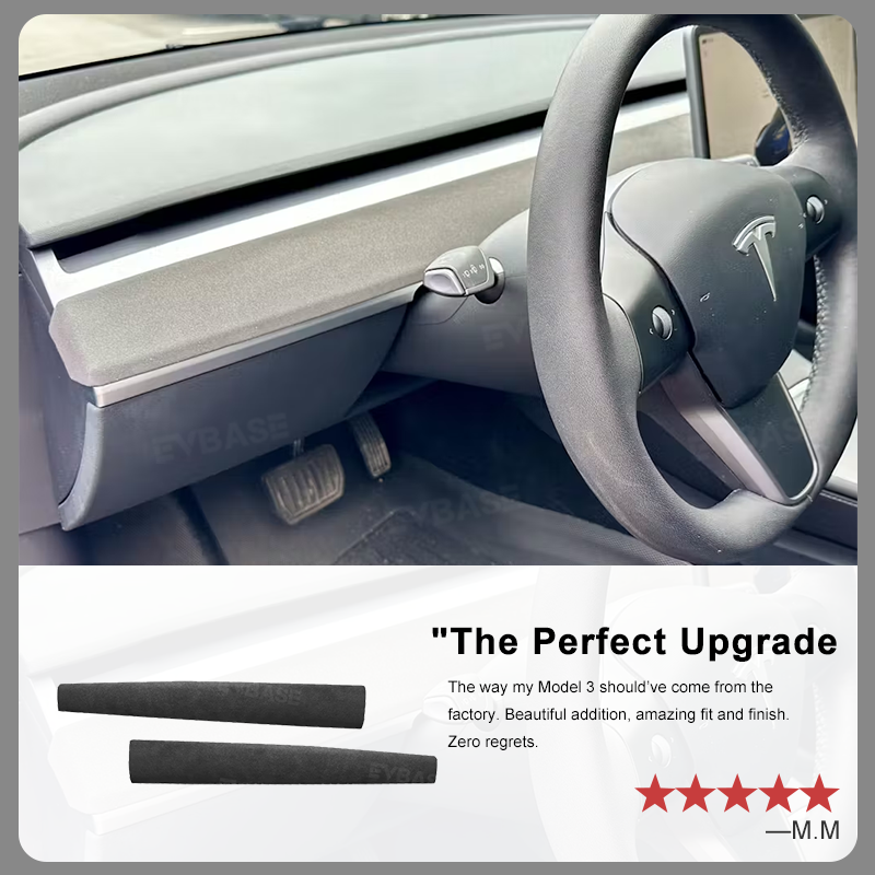 Tesla Model 3/Y Alcantara Dashboard Cover Interior Trim Dash Replacement Center Console Panel Strip