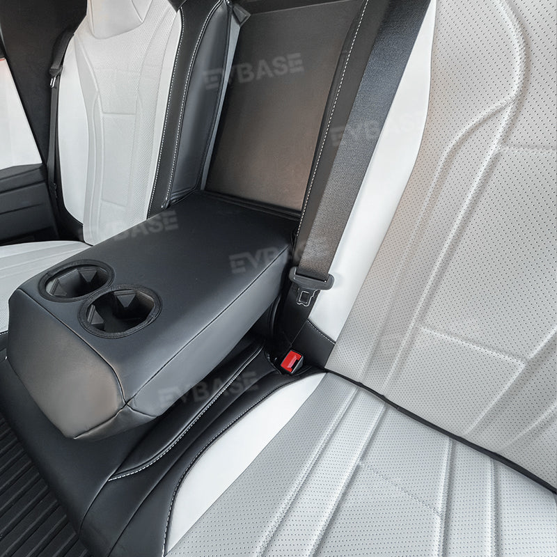 Cybertruck Seat Covers NAPPA Leather Full Coverage Seat Protector (Black/White) for Tesla