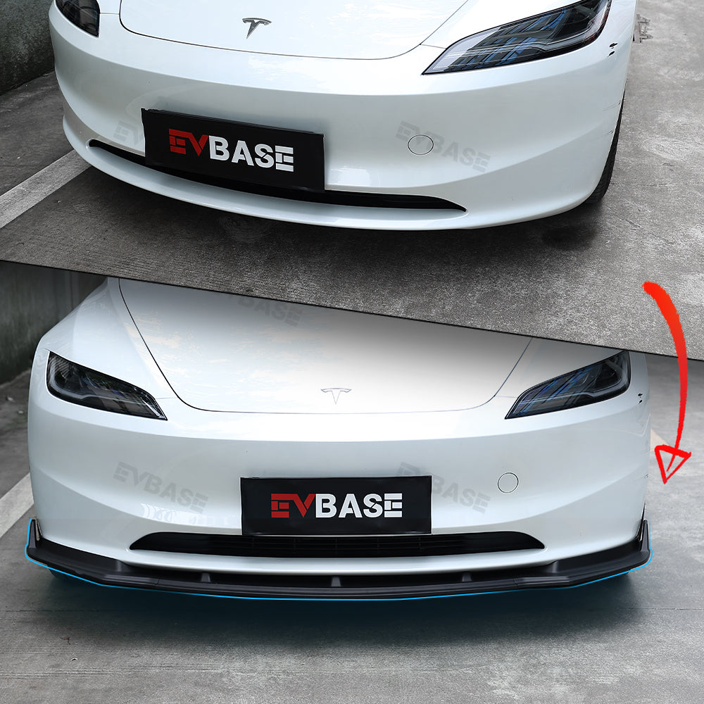 Model 3 Highland Front Bumper Lip ABS Splitter Front Apron Body Kits Spoiler Fascia 3-Stage For Tesla