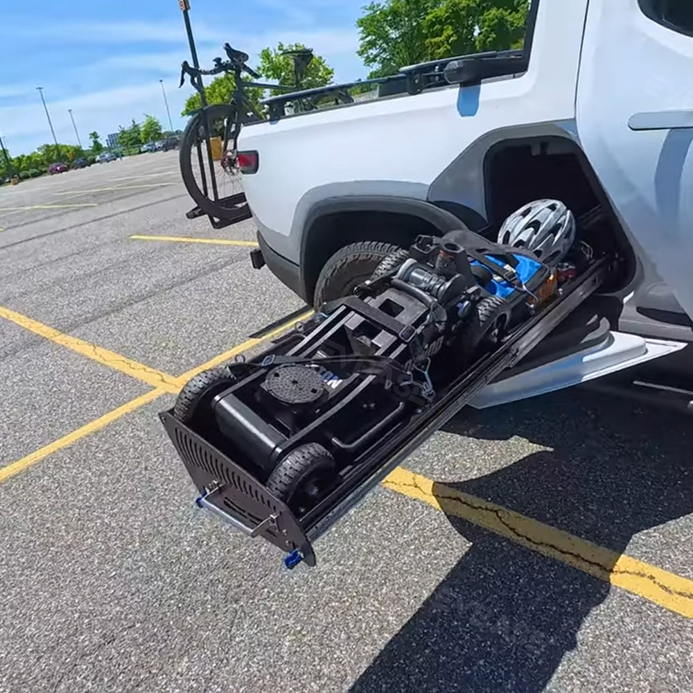 R1T Gear Tunnel Slide Tray Cargo Slide Out Shelf Drawer for Rivian Off-Road/Overland Adventures
