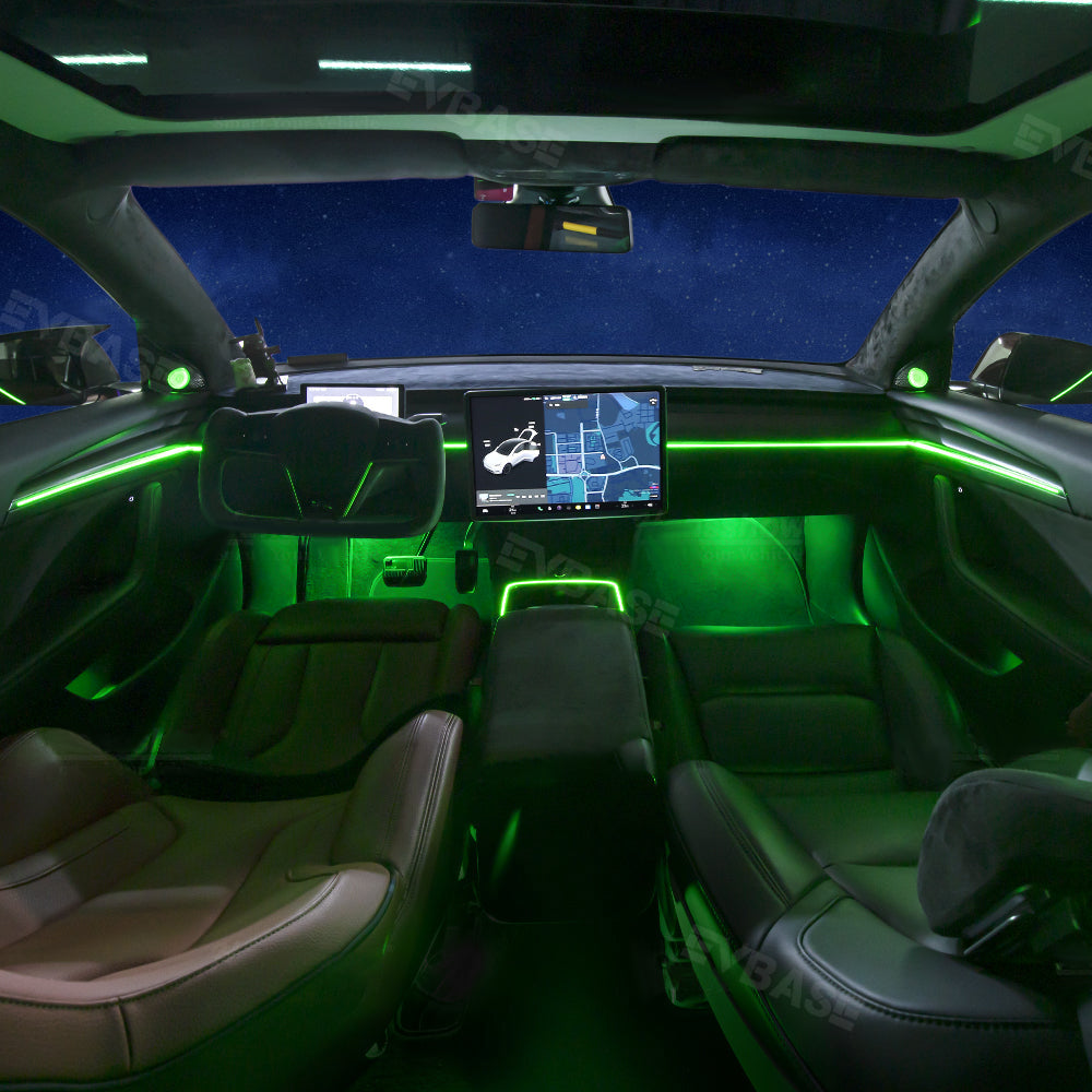 Model 3/Y Laser Engraved Streamer Ambient Lighting Upgrade Kit Laser Carving LED Light Strips with Tweete for Teslar