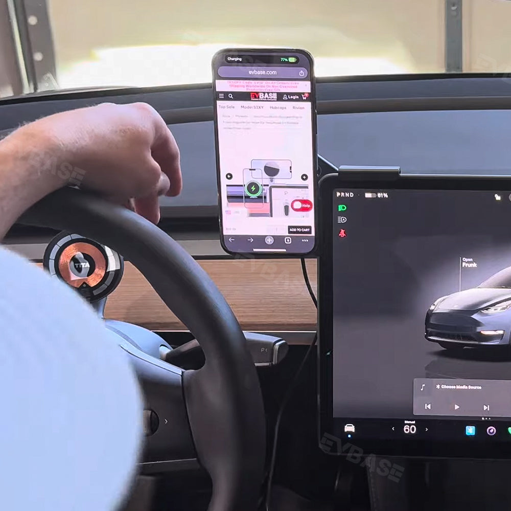 Model Y Juniper Ambient USB Hub & Rear Vent Expansion with Fast-Charge Cables & Strongest Magnet Phone Mount