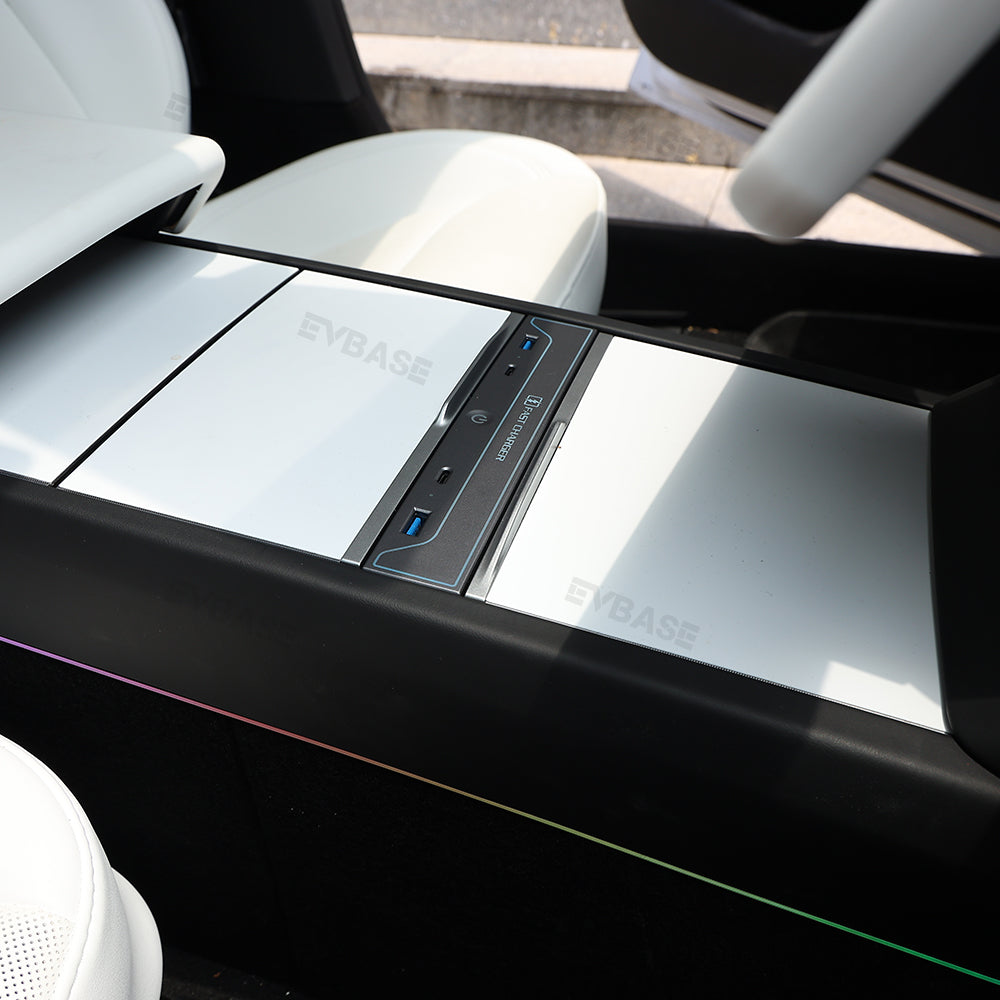 Model 3 Highland USB Hub Adapter Center Console Docking Station Fast Charger With Dynamic Ambient Light for Tesla