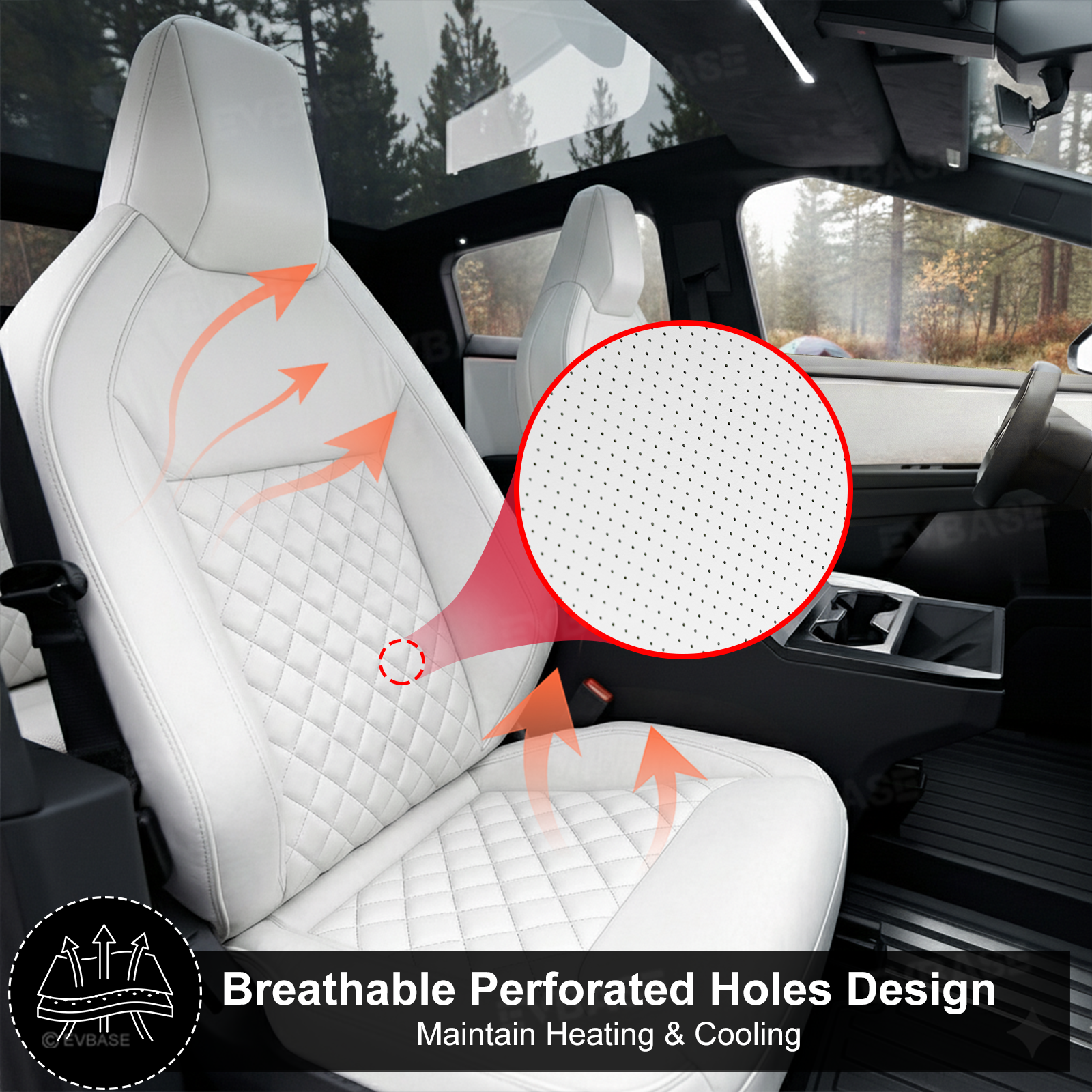 Cybertruck Seat Covers NAPPA Leather Custom Full Coverage Seat Protector Airbag Compatible with Diamond Quilted Design