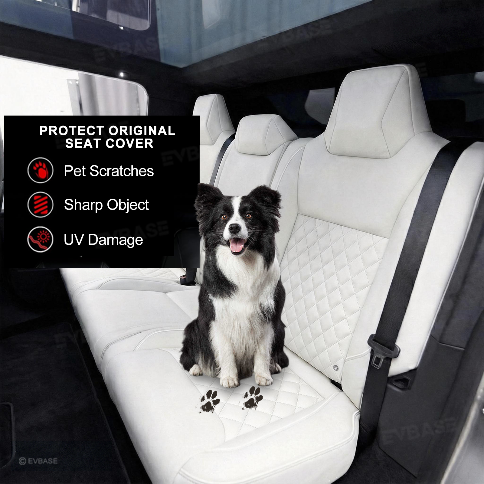 Cybertruck Seat Covers NAPPA Leather Custom Full Coverage Seat Protector Airbag Compatible with Diamond Quilted Design