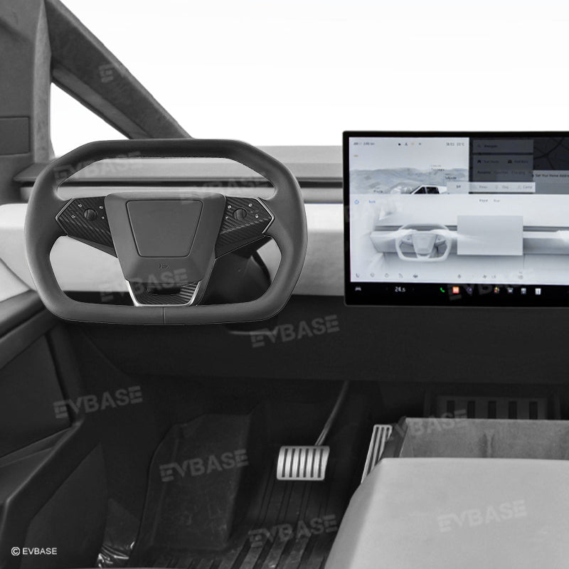 Cybertruck Steering Wheel Trim Real Carbon Fiber Decoration Protective Cover EVBASE