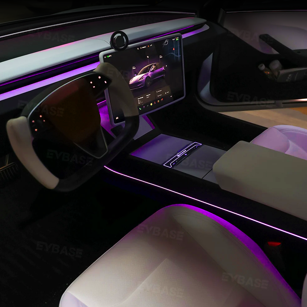 Model 3/Y Ambient Lighting Center Console Dashboard Light Strip with AI Voice Control LED Interior Lights 2.0