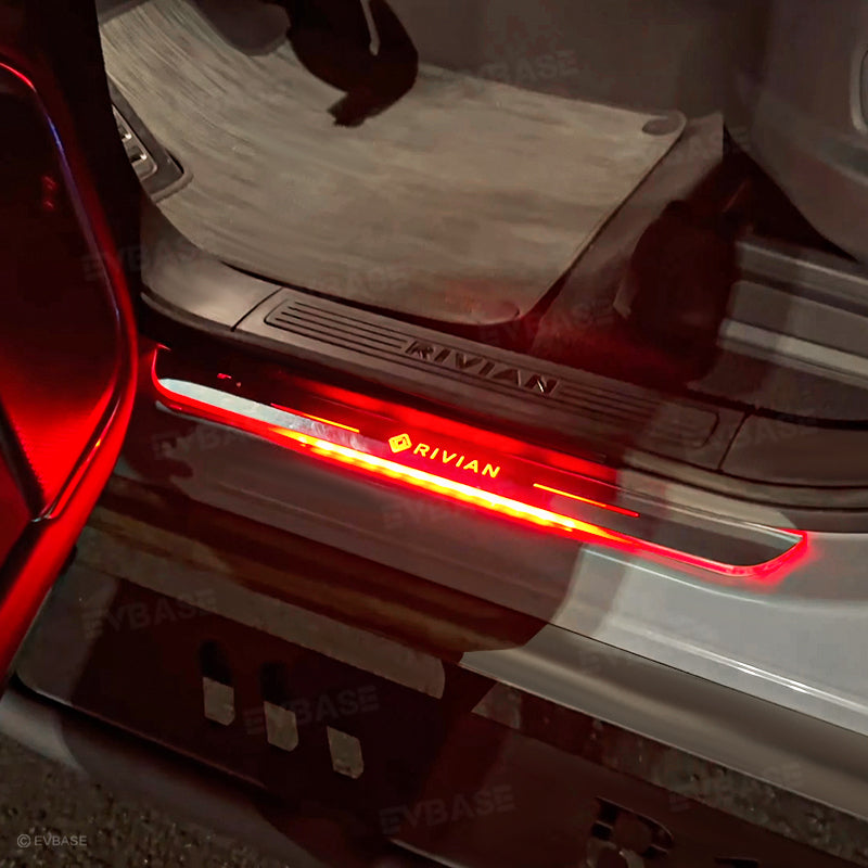 Illuminated Door Sill Covers Protector for R1T R1S LED Light Plates Trim Welcome Pedal for Rivian