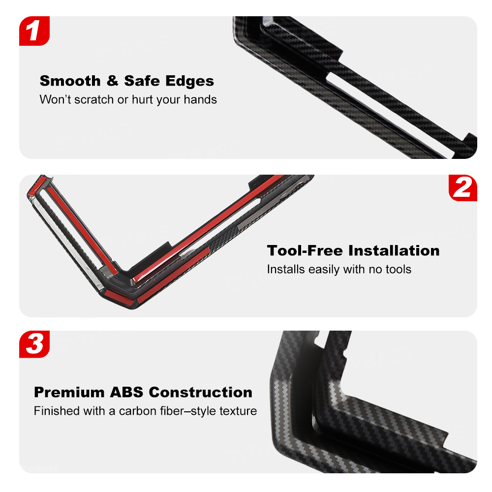 Cybertruck Rear Screen Frame & Air Vent Protective Cover ABS Carbon Fiber Style Overlay Trim