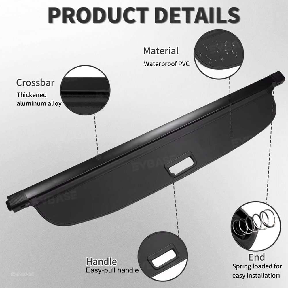 Retractable Cargo Cover for Chevrolet Equinox EV Rear Trunk Security Privacy Shade Leather Cargo Organizer