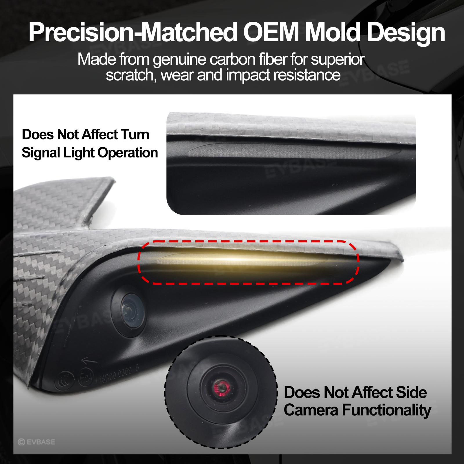 Model 3/Y Real Carbon Fiber Side Camera Turn Signal Protection Cover HW4.0 Inspired by the Elegance of the Manta Ray