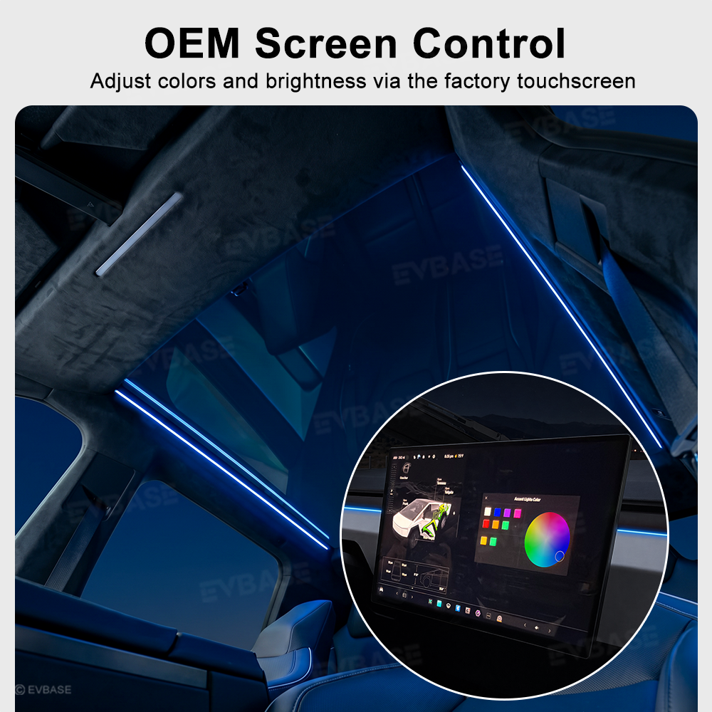 Cybertruck Sunroof Ambient Lighting RGB Interior Roof Lights with Factory Screen Control