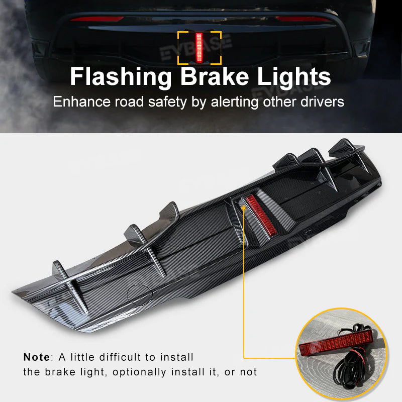 Model Y Rear Bumper Lip ABS Splitter Diffuser Apron Kit With Brake Lights for Tesla