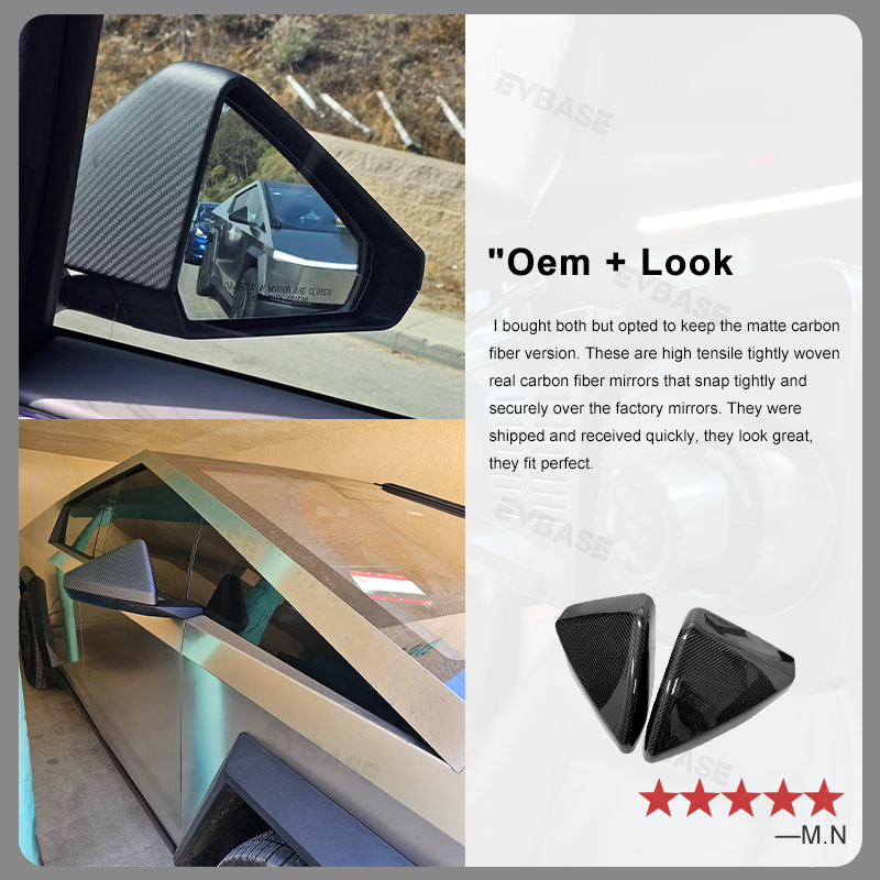 Tesla Cybertruck Side Mirror Covers Real Carbon Fiber Rearview Mirror Caps Trim Protective Cover
