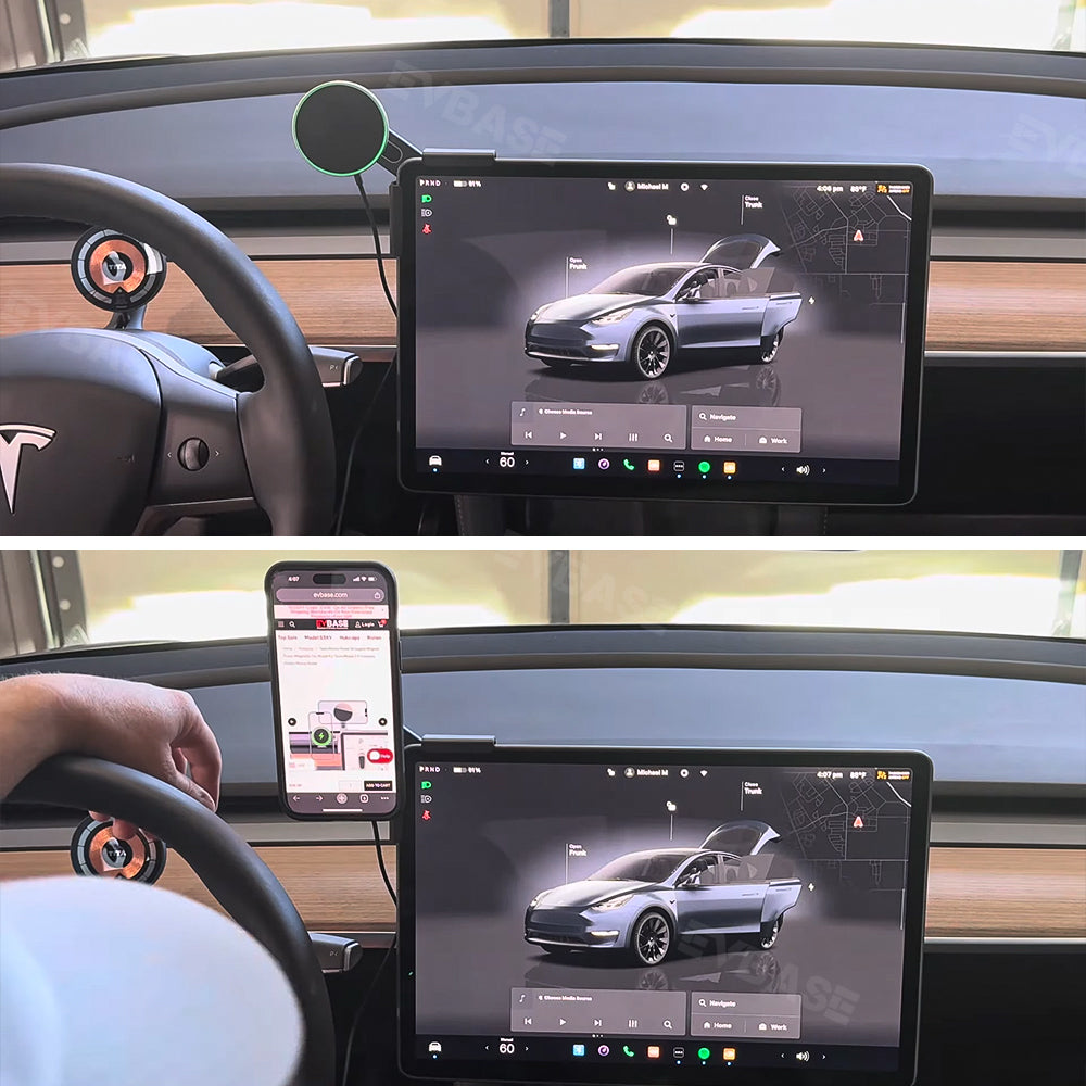 Model Y Juniper Ambient USB Hub & Rear Vent Expansion with Fast-Charge Cables & Strongest Magnet Phone Mount